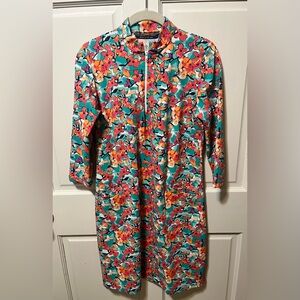 Katherine Way floral shift zip dress resort golf performance womens size s small